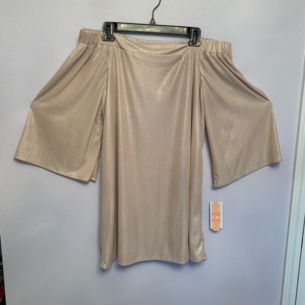 Gianni Bini Shimmer nude pink off shoulder Dress